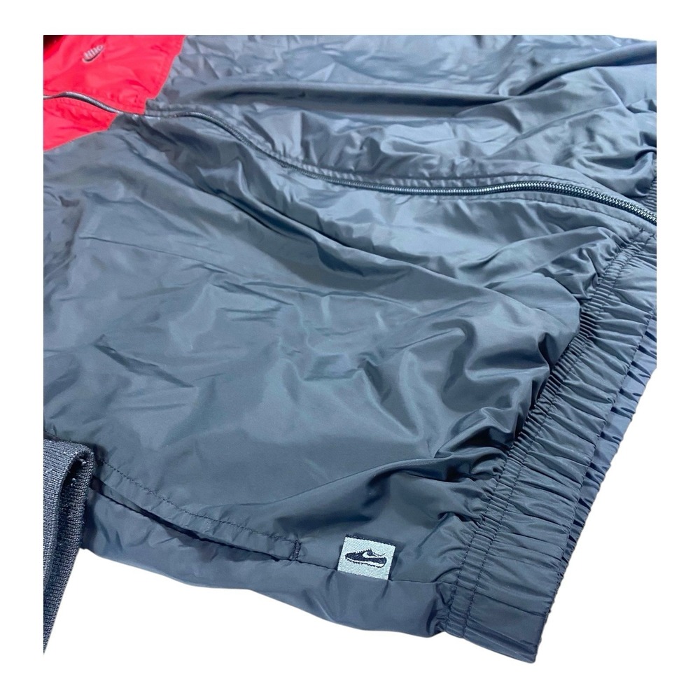 Nike Vintage 90s Windbreaker Jacket Mens LARGE Red Gray Colorblock Swoosh Pocket - Picture 5 of 14